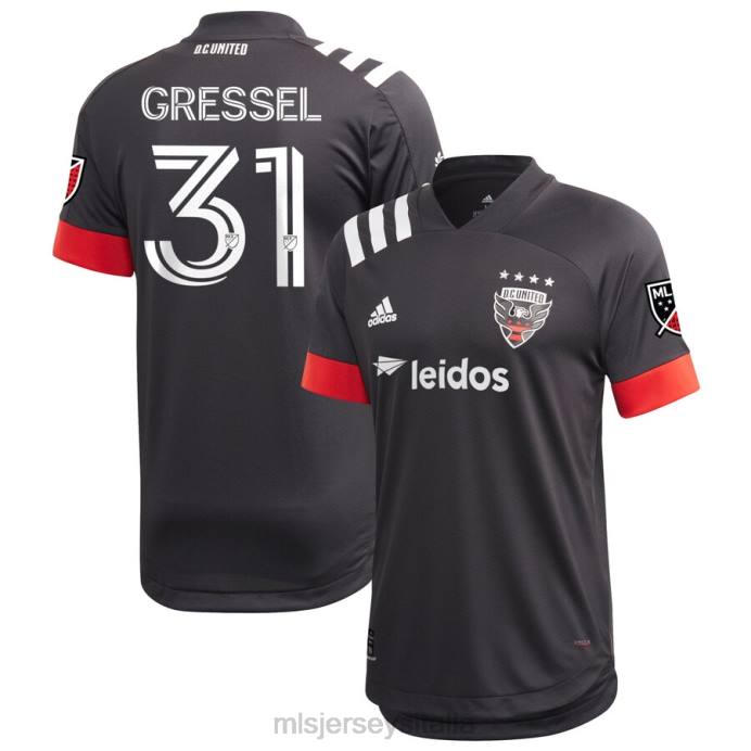MLS Jerseys DC Maglia United Julian Gressel adidas nera 2020 Primary Authentic uomini maglia ZB4R1342