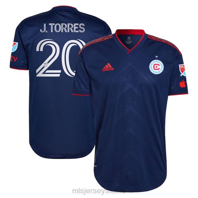 MLS Jerseys Maglia da giocatore autentica del kit Chicago Fire Jairo Torres adidas blu 2023 Water Tower uomini maglia ZB4R1339