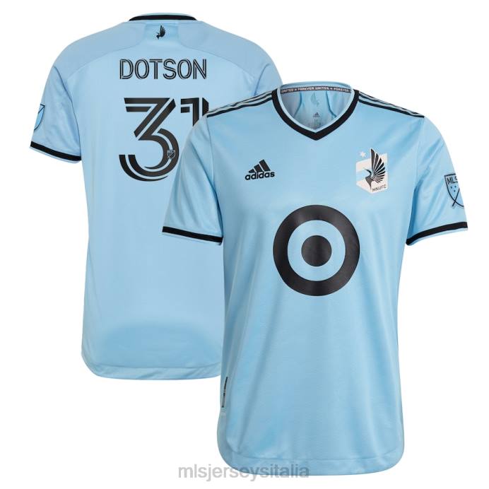MLS Jerseys Maglia Minnesota United FC Hassani Dotson Adidas Azzurro 2021 The River Kit Authentic uomini maglia ZB4R1345